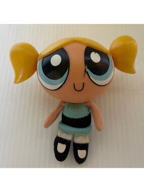 Cartoon Network Powerpuff Girls Bubbles Doll Hard Head Plush Body 1999 4.5" Vtg